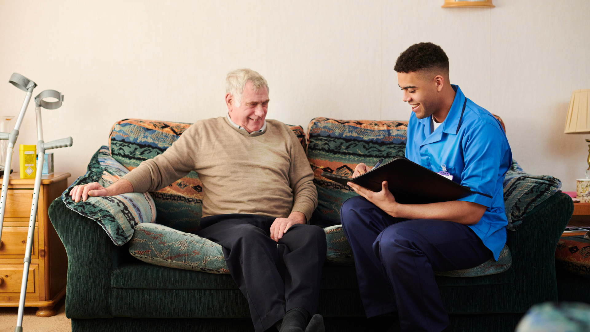 Carer and client at home